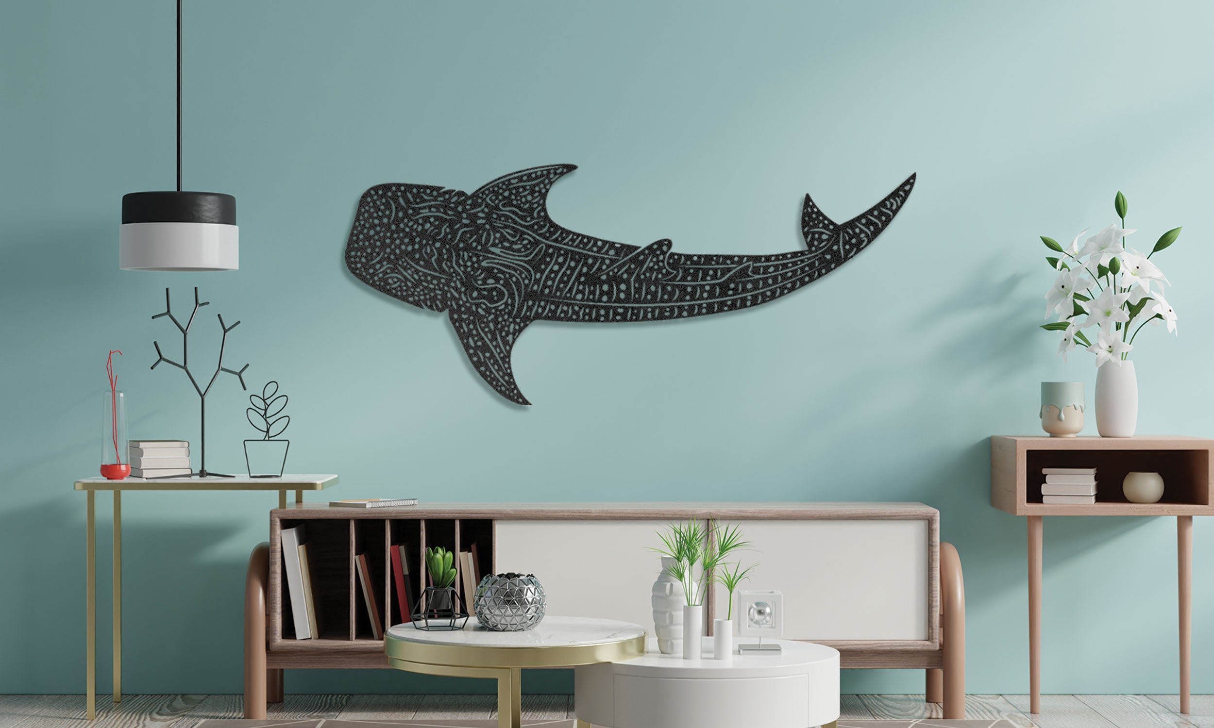 The Great Blue of the Sea: Whale Shark Metal Wall Decorations"