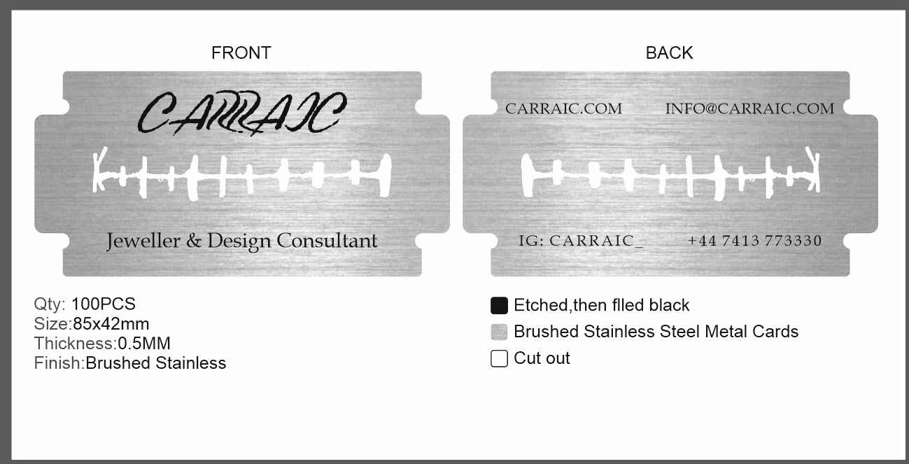 100 pcs Metal Business Card Custom