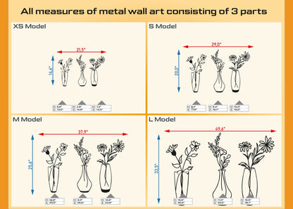 Bedroom Metal Flower Wall Art