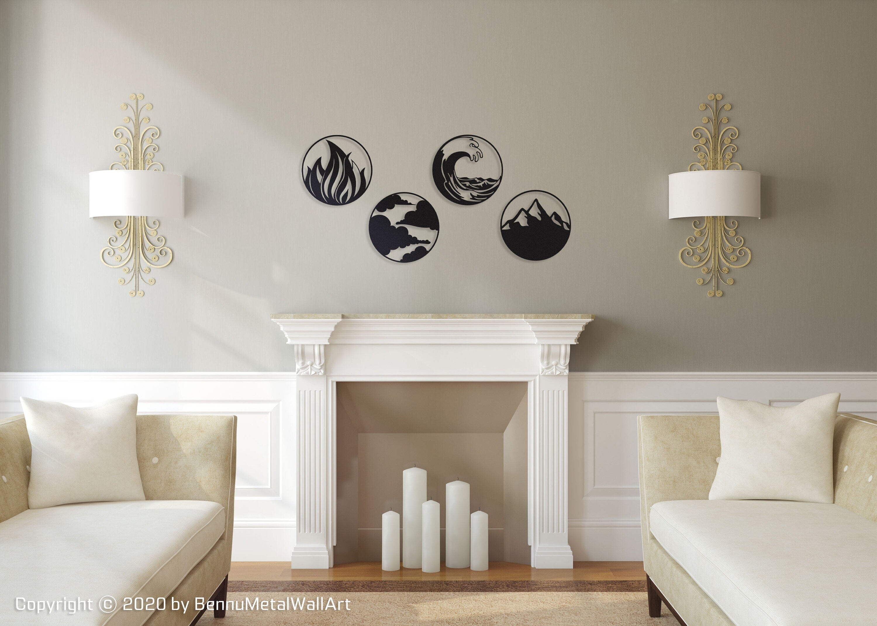 Four Element Metal Wall Art