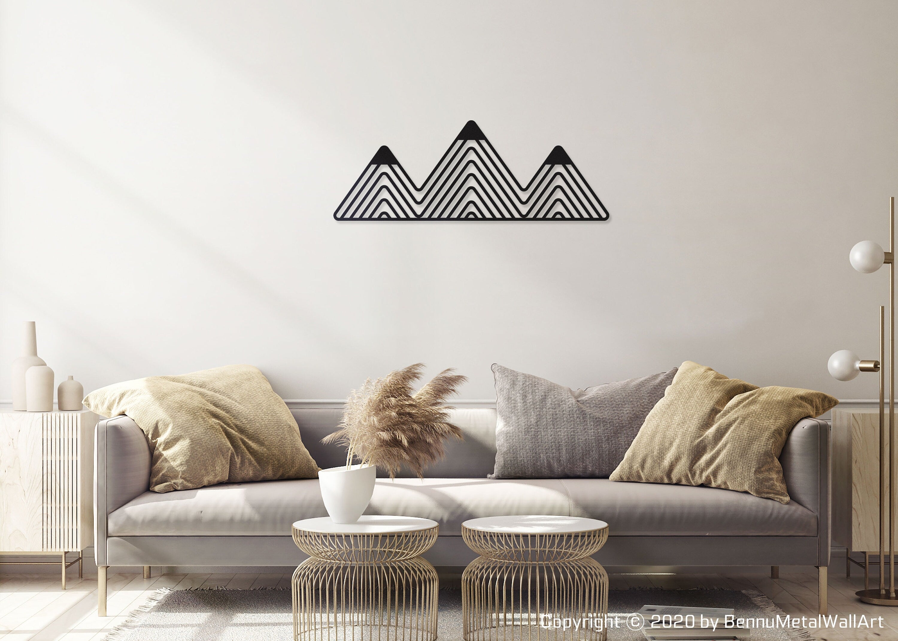 Line Art Mountain Metal Wall Decor