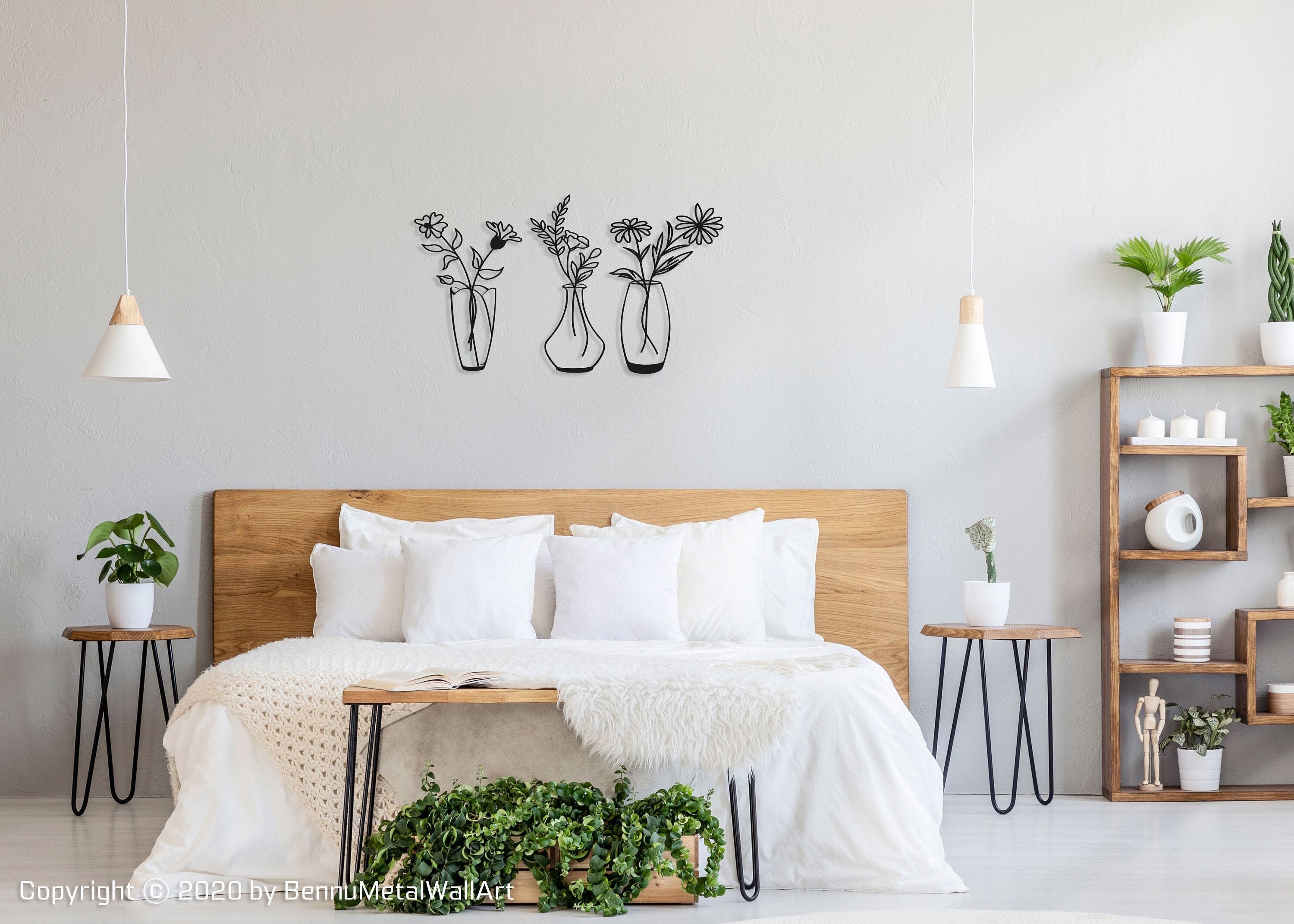 Bedroom Metal Flower Wall Art