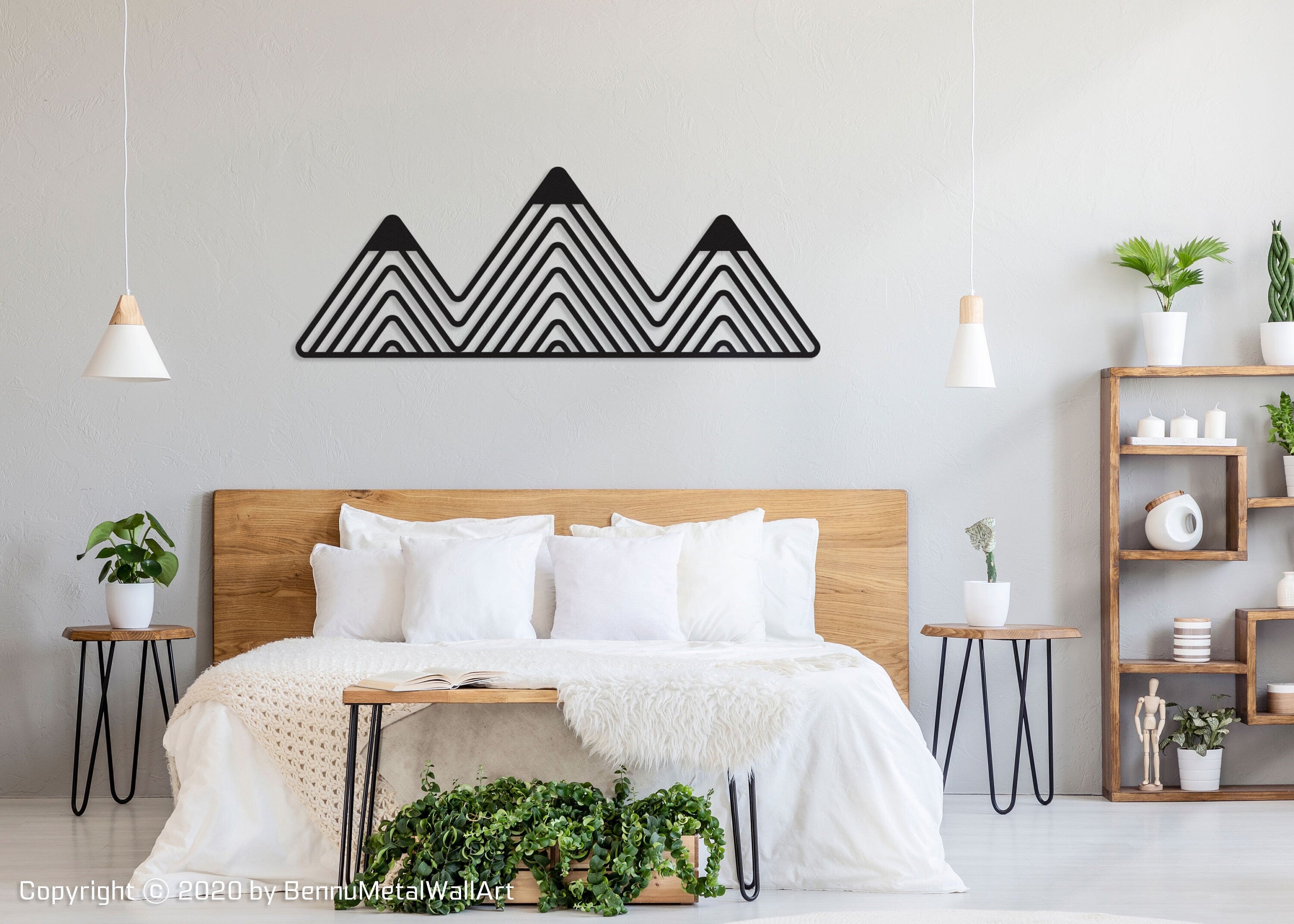 Line Art Mountain Metal Wall Decor