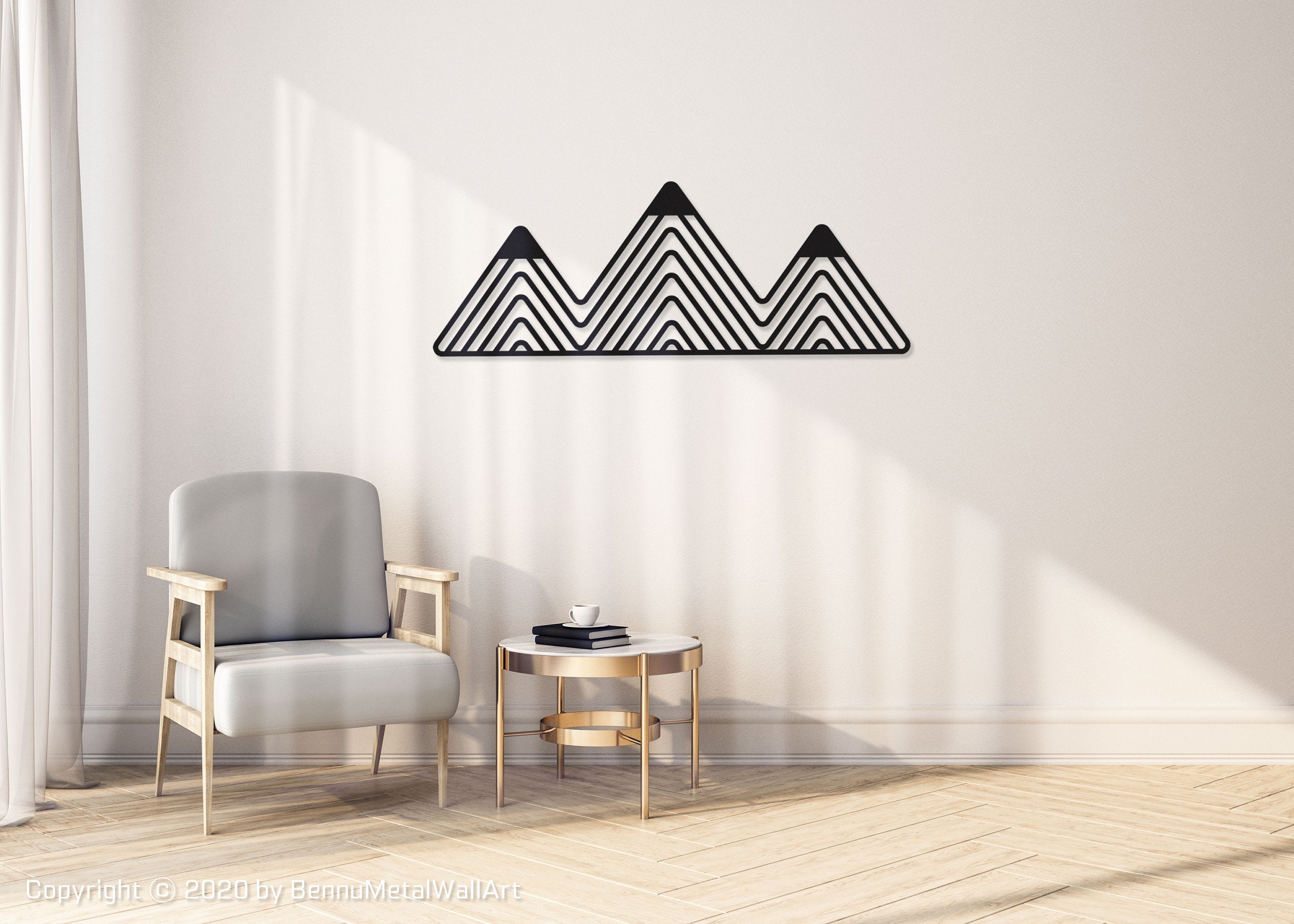 Line Art Mountain Metal Wall Decor