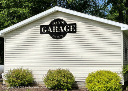 Metal Garage Name Sign