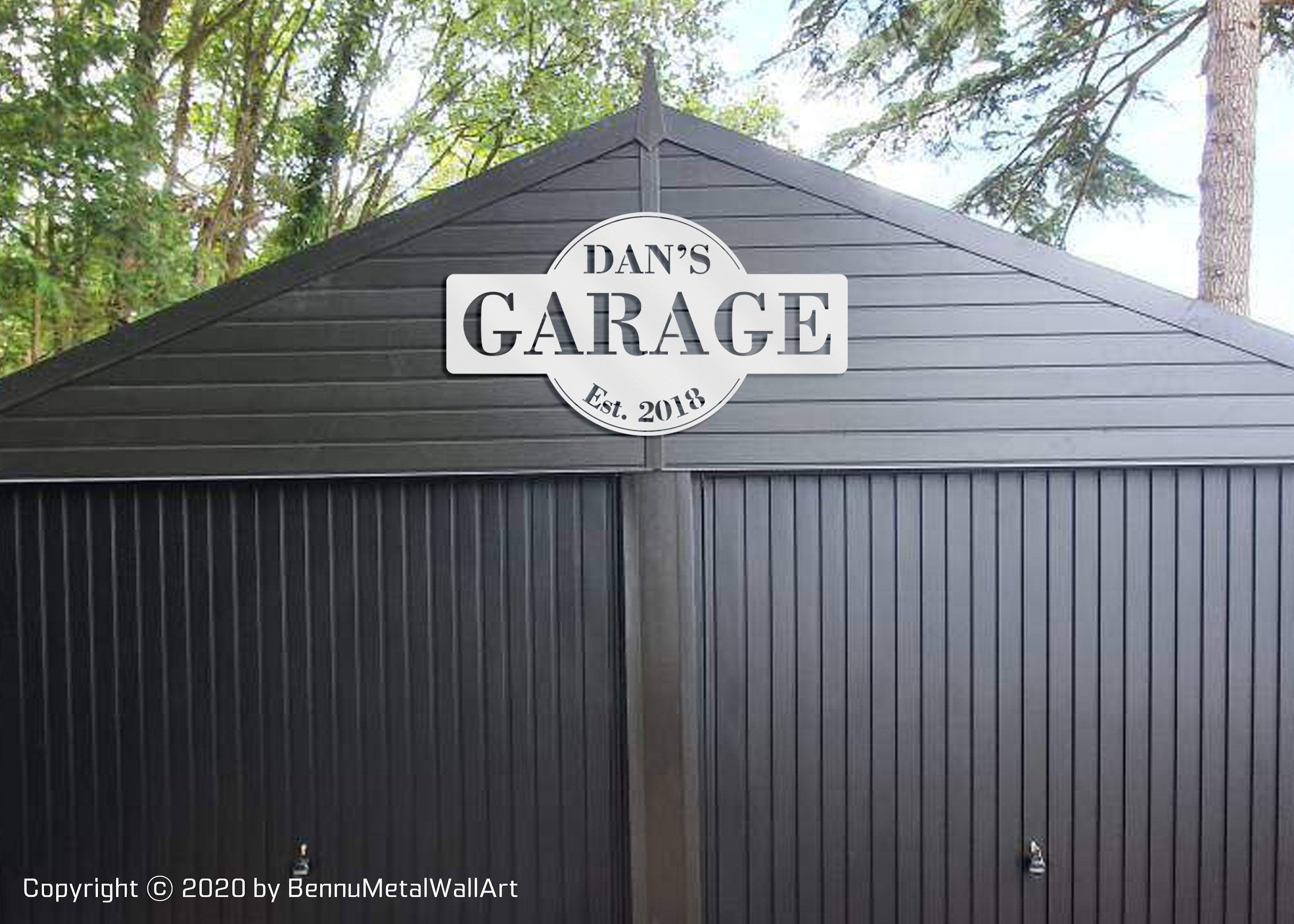 Metal Garage Name Sign