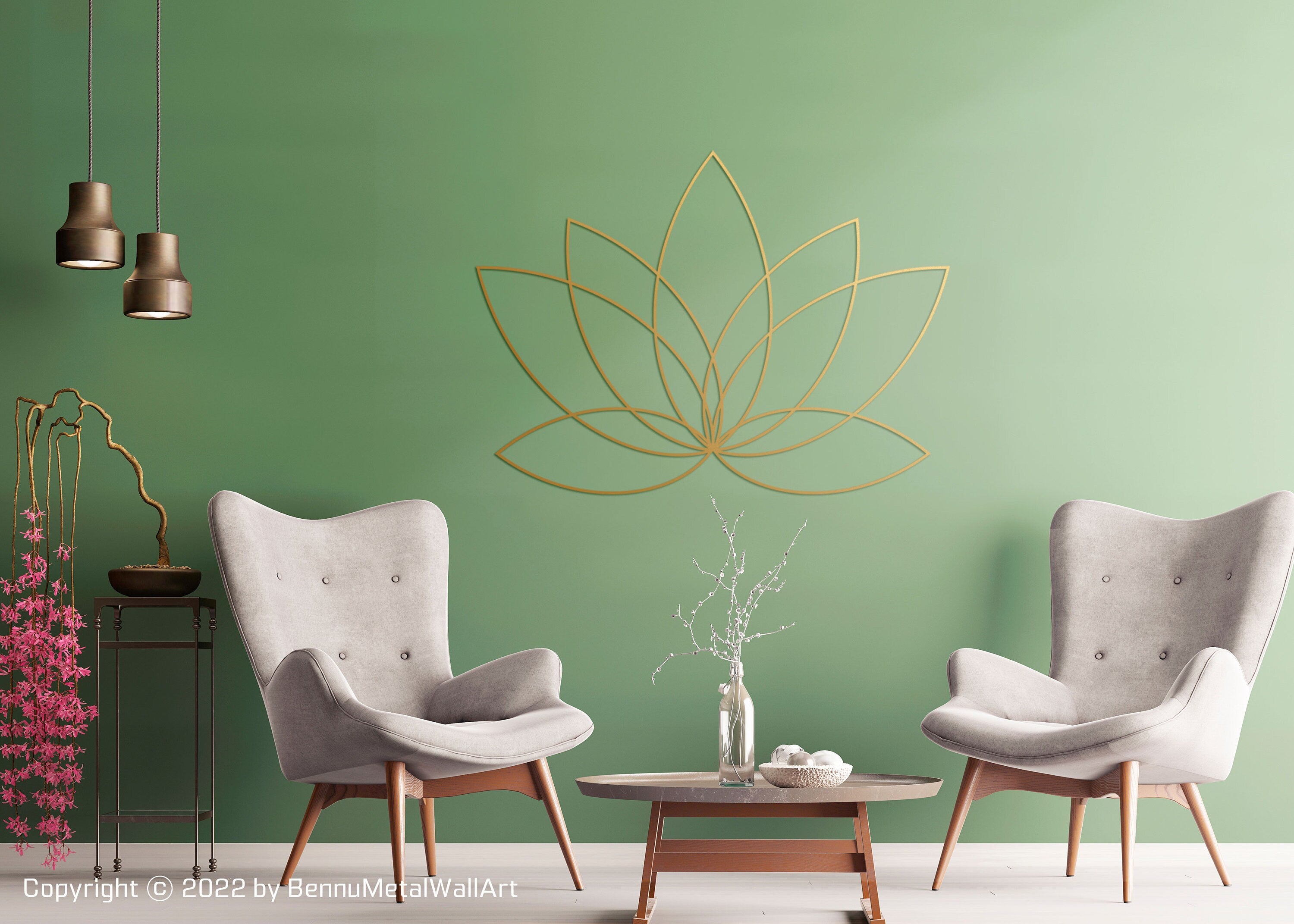 Golden Lotus Wall Decor