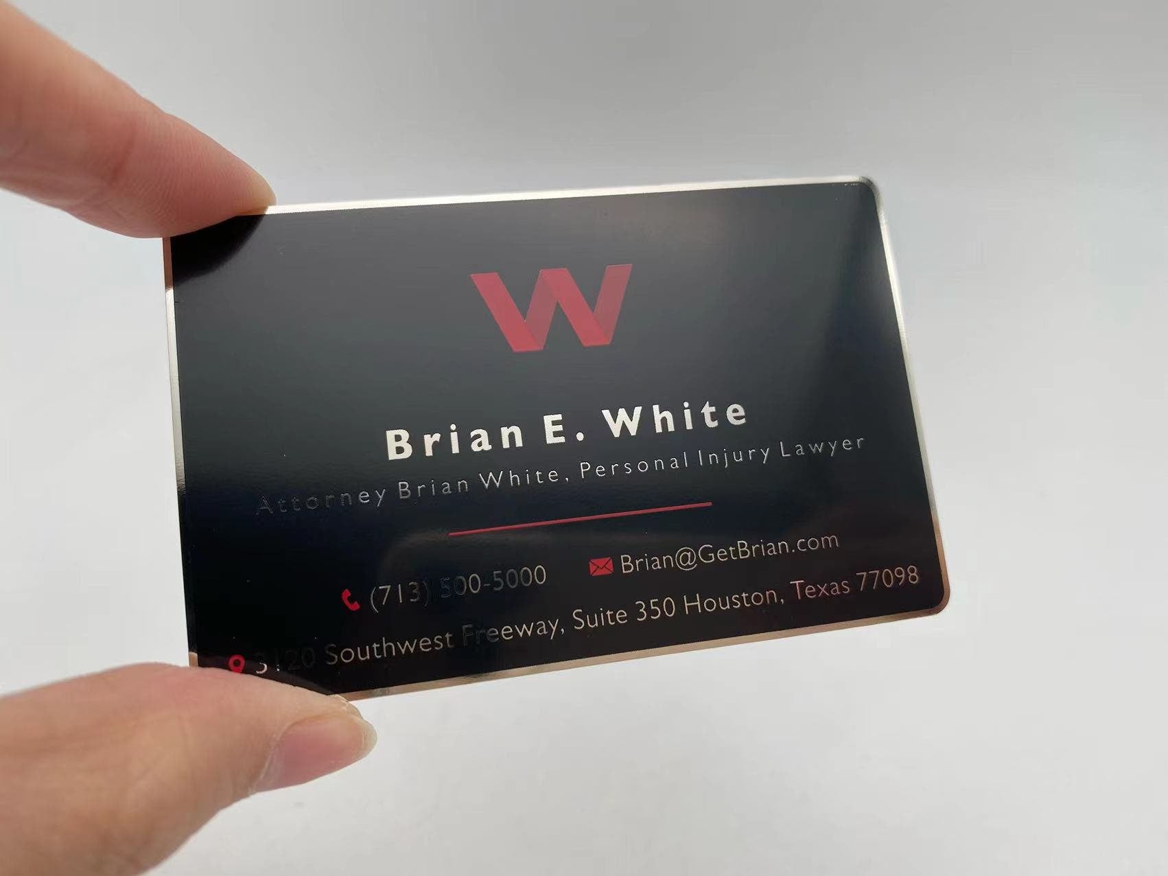 Silver and Black Metal Business Card