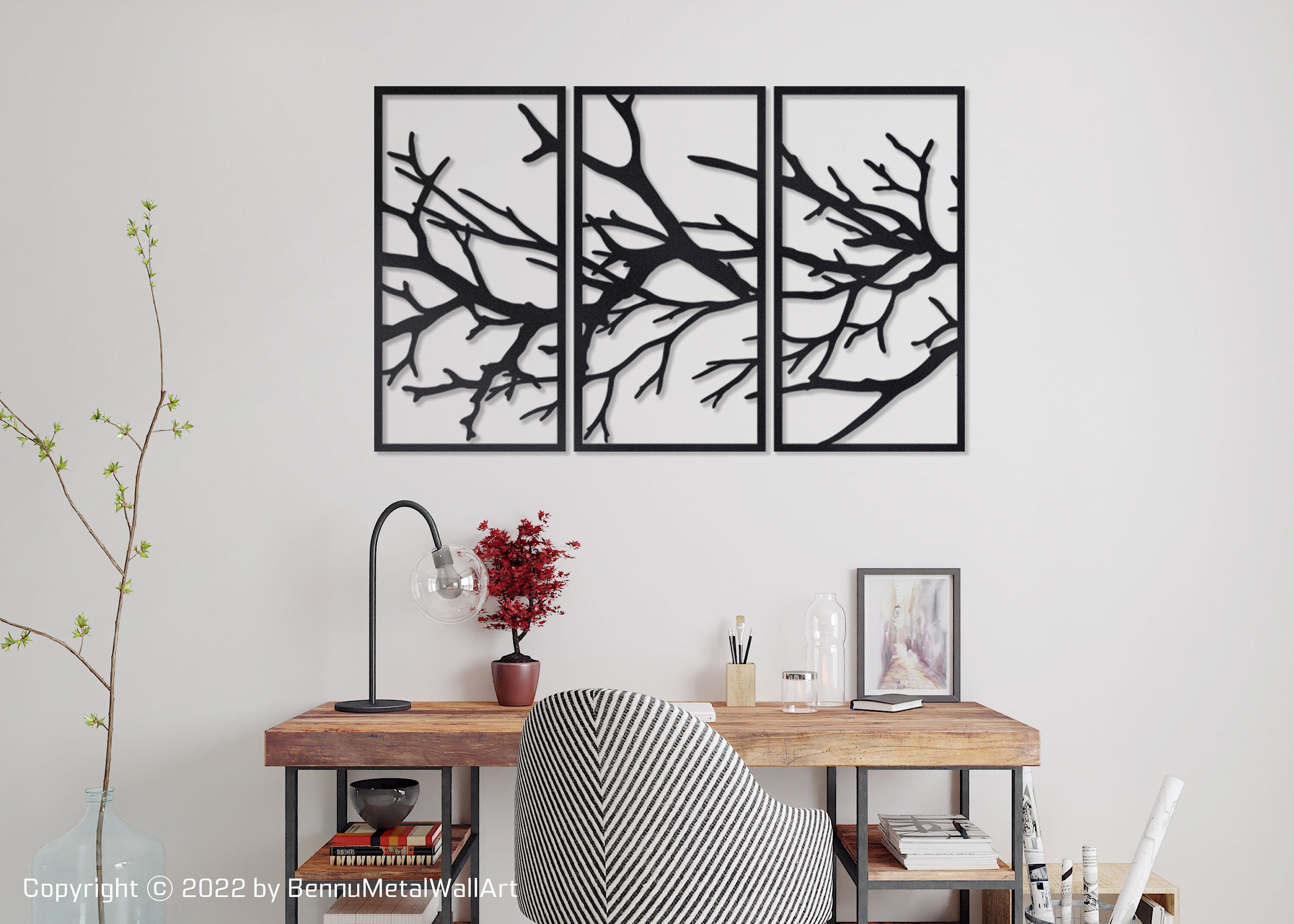 Black Tree Branch Metal Wall Decor