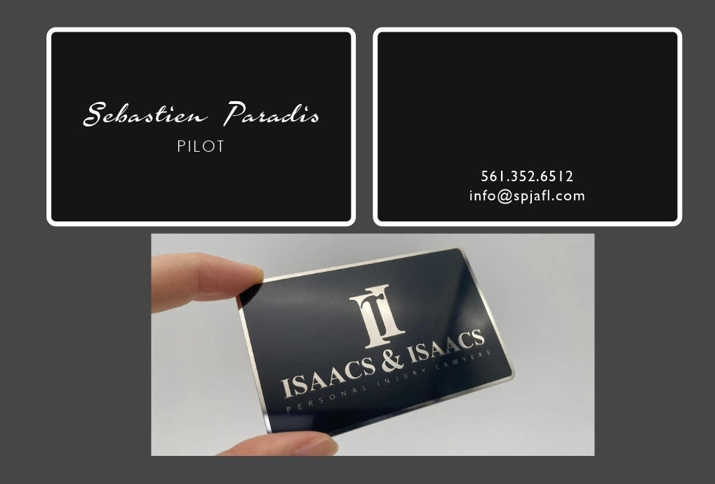 Silver and Black Metal Business Card