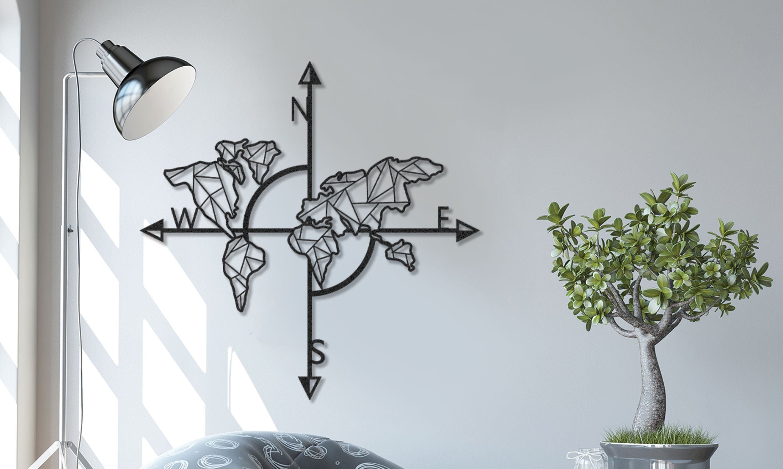 Metal World Map Wall Art