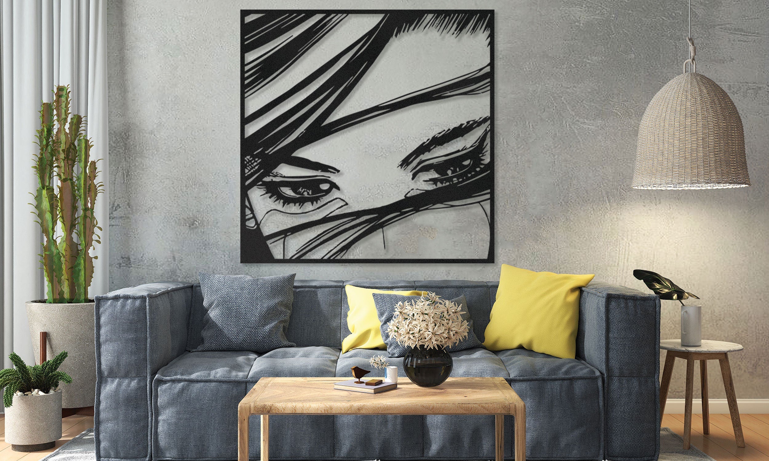 Woman Face Metal Wall Art