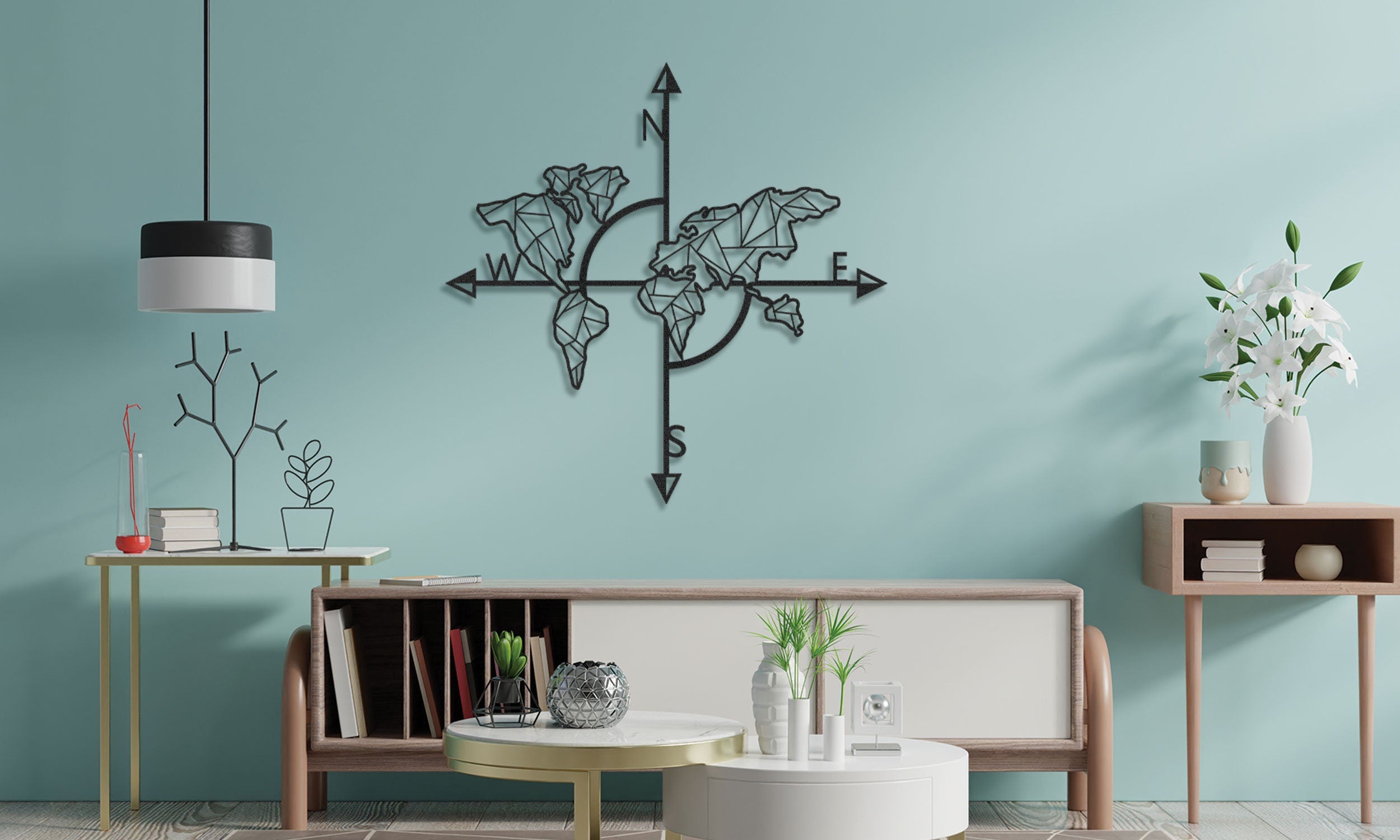 Metal World Map Wall Art