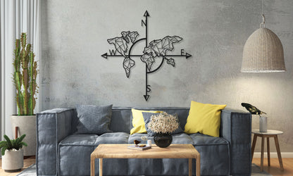 Metal World Map Wall Art