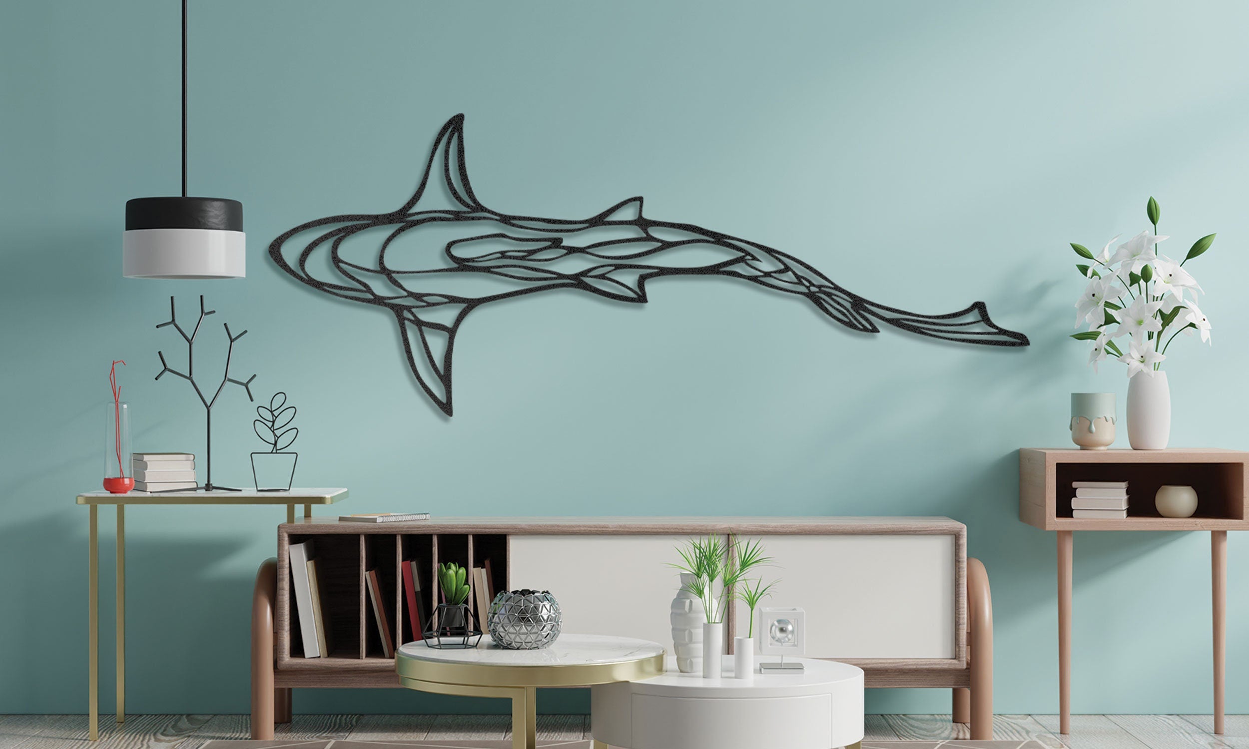 Shark Metal Wall Art , Metal newest Wall Decor For Modern Home Decorations , Shark Swarm , Large Fish Wall Art , Unique Wall Decor