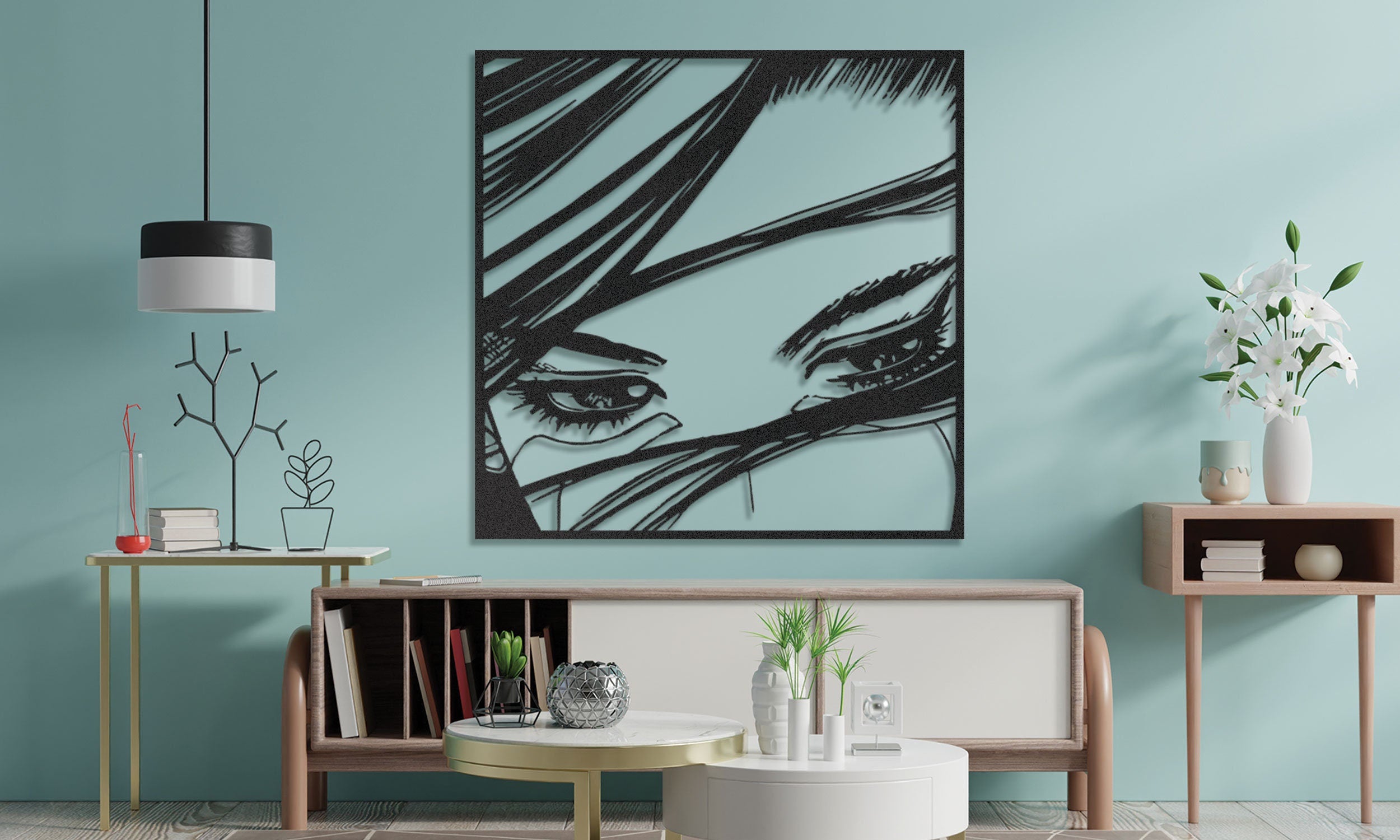 Woman Face Metal Wall Art